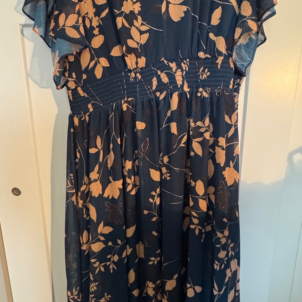 Baltic Born Navy Dress with Tan Accents